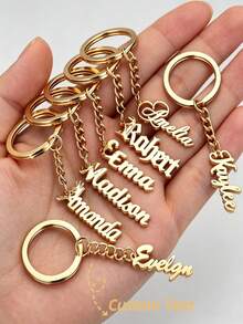 1pc Customized Name Keychain, Personalized Gift, Unisex Name Pendant Keyring, Car Keychain, Backpack Keychain, Backpack Accessories, Decorative Gift For Family And Friends, Couples Gift, Back To School Gift, Graduation Gift, Gift For Women - Multicolor - View 1