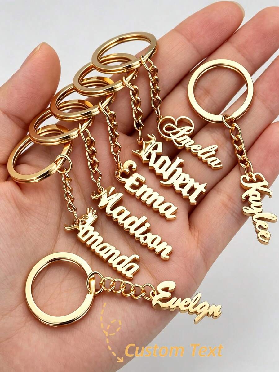 1pc Customized Name Keychain, Personalized Gift, Unisex Name Pendant Keyring, Car Keychain, Backpack Keychain, Backpack Accessories, Decorative Gift For Family And Friends, Couples Gift, Back To School Gift, Graduation Gift, Gift For Women - Multicolor - View 1