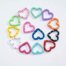 [Creative Gift]Heart-Shaped Spring Clip Keychain, Colorful Metal Carabiner, Suitable For DIY Crafts, Dopamine Color Creative Gift, Random Color - Spotted Heart Keychain - View 4