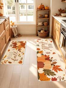 1/16 Buah Keset Bertema Musim Gugur, Keset Thanksgiving, Dicetak dengan Pola dan Daun Maple, Keset Dekoratif Festival Panen Musim Gugur, Karpet Selamat Datang di Dapur, Keset Lantai Tahan Kotoran, Dekorasi Pesta Musim Gugur - MultiWarna - View 2