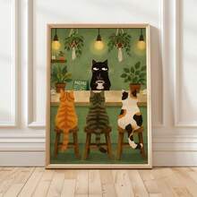 1 Piece, Cat Cafe Wall Art Print, Coffee Bar Cat Poster, Barista Cat, Fun Kitchen Decor, Unframed - Canvas Wall Art, Perfect For Home, Dorm, Living Room Decor, Birthday Graduation Gift. - A - View 9