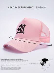 1pc Men's & Women's Gothic Letter Embroidered Baseball Mesh Cap - Pink - View 2