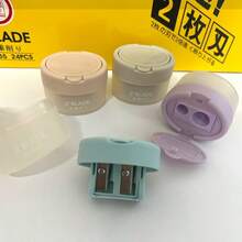迷你粗細軸文具，雙孔塑膠鉛筆削筆刀附蓋，返校季 - 多款 - 查看 10