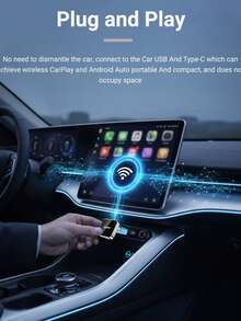 XUDA 2026 新款 2-in-1 無線車用智能盒，CarPlay 與 Android Auto Mini 轉接器，Carplay 轉換器，快速自動連接，無延遲，小巧優雅智能盒，有線轉無線，時尚便攜，附 USB/USB-C 接口 - D - 查看 5