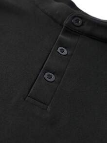 Men's Henley Collar Long Sleeve Polo Shirt, Casual Loose Fit With Button Placket, Suitable For Daily Wear And Outdoor Activities - Black - View 6