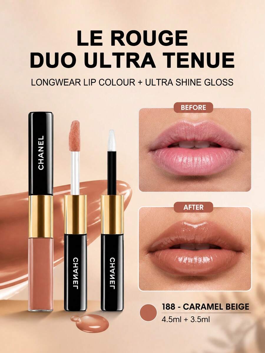 CHANEL 香奈兒 LE ROUGE DUO ULTRA TENUE 長效持久唇彩 -188 焦糖米色 -4.5ml-0.15FL.OZ. -3.5ml-0.11FL.OZ. - Colour -188 CARAMEL BEIGE -4.5ml-0.15FL.OZ. -3.5ml-0.11FL.OZ. - 查看 1