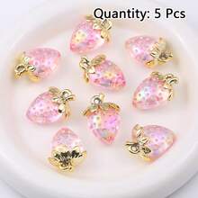 5pcs Cute Multicolor Strawberry Acrylic Pendant Handmade DIY Jewelry Pendant Material Necklace Bracelet Accessories - Acrylic Strawberry Pendant - View 14