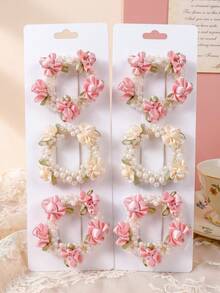 2/4pcs/Set Pearl Flower Hair Scrunchies, Sweet Hair Accessories - Suitable For Girls And Women, Applicable For Daily Outings, Back To School, Dating, Vacation, Gatherings, Parties - Multicolor - View 3