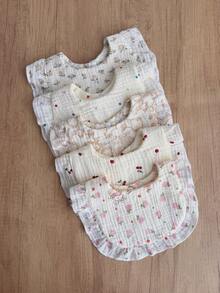 New Style Ruffle Edge Cotton Gauze Bibs For Baby, Infant Drool Bibs, Class A - Multicolor - View 5