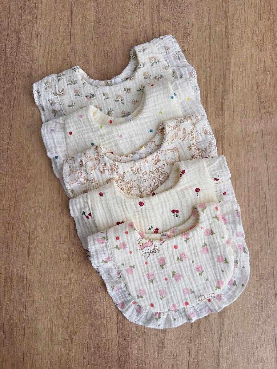 New Style Ruffle Edge Cotton Gauze Bibs For Baby, Infant Drool Bibs, Class A - Multicolor - View 1