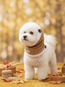 Puppy Keep Fleece Pet Hat For Small To Medium Dogs And Cats, Autumn/Winter Style, Ribbed Fabric With Plush Trim, Adjustable Fit, Windproof And Warm, Suitable For Outdoor Wear - Brown - View 9