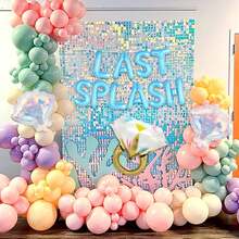LaVenty Last Splash Banner Balloons Blue White Coastal Bachelorette Decorations Bridal Party Sign Bride To Be Background Beach Bach Supplies - 彩色 - 查看 6