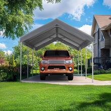 10x20 FT Heavy Duty Carport Portable Car Shelter Canopy Garage Galvanized Frame Outdoor Vehicle Storage Boat Tent With Reinforced Structure No Sidewalls, Gray - Gray - View 7