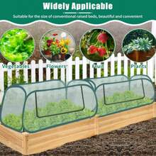 Capa de Proteção de Planta em Tela Pop-Up com Estacas de Solo, Gaiola de Cerca de Jardim Dobrável, Adequada para Canteiros Elevados, Vegetais, Frutas, Flores e Mudas, Barreira de Planta Externa, Previne Pássaros, Pequenos Animais e Insetos Comuns de Jardim - Escudo protetor + 4 estacas de fixação ao solo - Visão 3
