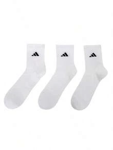 Adidas Kaos Kaki Pria dan Wanita Panjang Sedang SPW CREW 3PP Kaos Kaki Olahraga Harian Lembut untuk Perjalanan Kasual JC9273 - Putih/Hitam - View 1