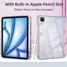 Y-Shaped Folding Protective Case Compatible With IPad (A16) 11th Gen 11-Inch, 10th Gen 10.9-Inch, Air 8 (M4) 11-Inch 2026, 7th/8th/9th Gen 10.2-Inch, Pro 11 2020-2022, Air 7/6 (M3/M2) 11-Inch, With Pencil Slot, Smart Protective Case, Soft TPU Back Shell, Auto Wake/Sleep - Pink Star - View 3