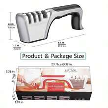4-In-1 Multi-Function Knife Sharpener, 4-Slot Professional Knife Sharpener, One-Click Repair For Knives And Scissors, Fast And Efficient, Non-Slip Base, Suitable For Ceramic Knives, Steel Knives And Scissors, Essential Kitchen Appliance - Multicolor - View 3