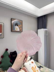 高級水晶玻璃蓮花托盤，中式蓮花造型甜點盤，磨砂質感透明茶杯墊托，精緻高端茶具盤，適合居家聖誕與萬聖節派對 - 磨砂 - 查看 8