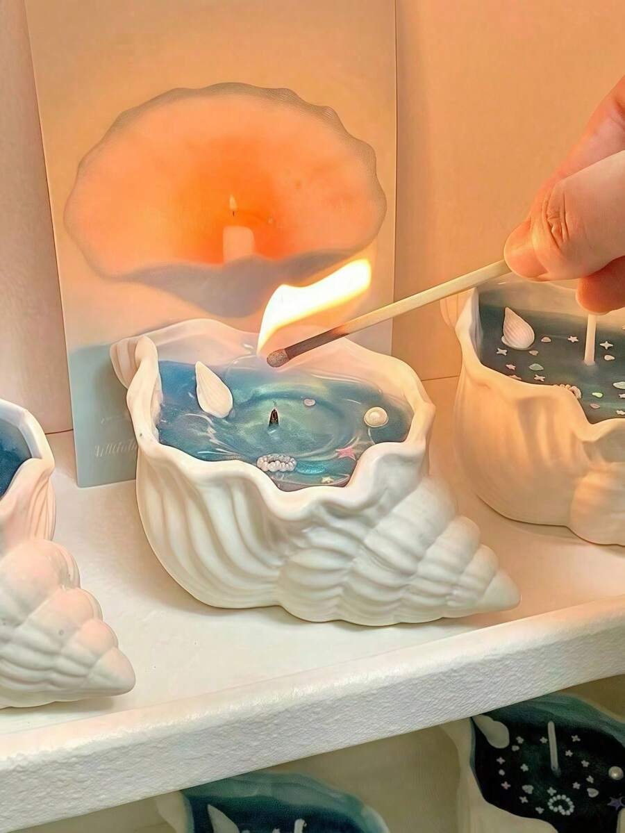 1件/2件貝殼造型果凍蠟燭，秋冬送給朋友與情侶的完美禮物，適合朋友聚會、婚禮場景、女性瑜伽與SPA，營造浪漫燭光晚餐氛圍