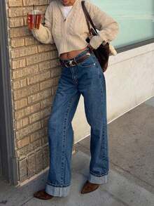 Autumn/Winter New Vintage Oversized Collar Double-Ended Zipper Twisted Knit Sweater, Loose Drop Shoulder Casual Pullover, Airport Commute Pullover - Khaki - View 7