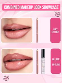 MISSLYN 2Pcs Lip Makeup Set, Lip Gloss & Lip Liner Combo, Mirror Shine Lip Gloss, Waterproof Lip Liner, High Shine, Nude Pink Lip Look, Long-Wearing Lip Makeup For Daily Wear, Date & Holiday - #18+#35 - View 7