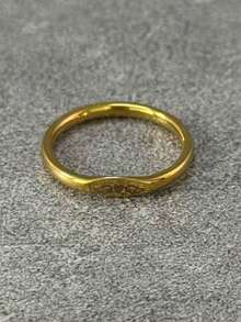 1Pc Minimalist Gold Ring For Women Engraved With Heart & Angel Wings Pattern Suitable For Daily Wear And Dating Perfect Jewelry Gift For Best Friends. - Gold - View 6