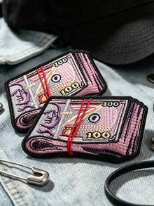 1pc/2pcs/3pcs/4pcs Pack Money Pattern Hip Hop Culture Embroidered Iron-On Patch - Multicolor - View 11