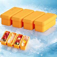 Multi-Color Silicone Ice Cube Tray With Lid, Home-Made Ice Cube Mold, Long Ice Cube Mold, Freezer- Odor-Free Ice Cube Box, Summer Drink Chilling Ice Cube Mold - Yellow - View 5