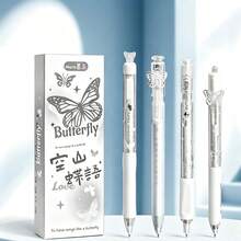 4pcs Blue Star Angel Neutral Pen Set, Ins Student Quick-Dry ST Tip Ballpoint Pen, 0.5mm Black Ink Refill, Smooth Quick-Dry Ink, Cute Angel Wing Pen Top, Suitable For Students, Teachers, Office Workers, Diary And Daily Use - Multicolor - View 13