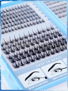 300pcs D Curl Single Lash Book, DIY False Eyelashes, Soft Natural Look Eyelash Extension Set, Fluffy Dense Segmented Lashes For DIY Home Use, Easy To Use, Large Capacity Long-Lasting False Eyelashes To Enlarge Eyes - Multicolor - View 6