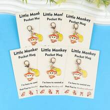 6pcs Cute Monkey And Banana Keychains With Inspirational Greeting Cards, Ideal Gift For Monkey Lovers, Suitable For Wallet, Backpack, Car Pendant, Birthday, Party, Anniversary, Reward Gift, Fun Pendant For Teenagers - Multicolor - View 4