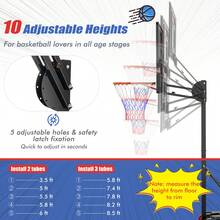 Basketball Hoop With 5-10 Feet Adjustable Height For Indoor Outdoor, Portable Freestanding Basketball Goal With Shatterproof Backboard, Fillable Rolling Base & All-Weather Net For  Teens Adults Backyard Driveway Poolside Sports Training Game Play - 1 - View 10