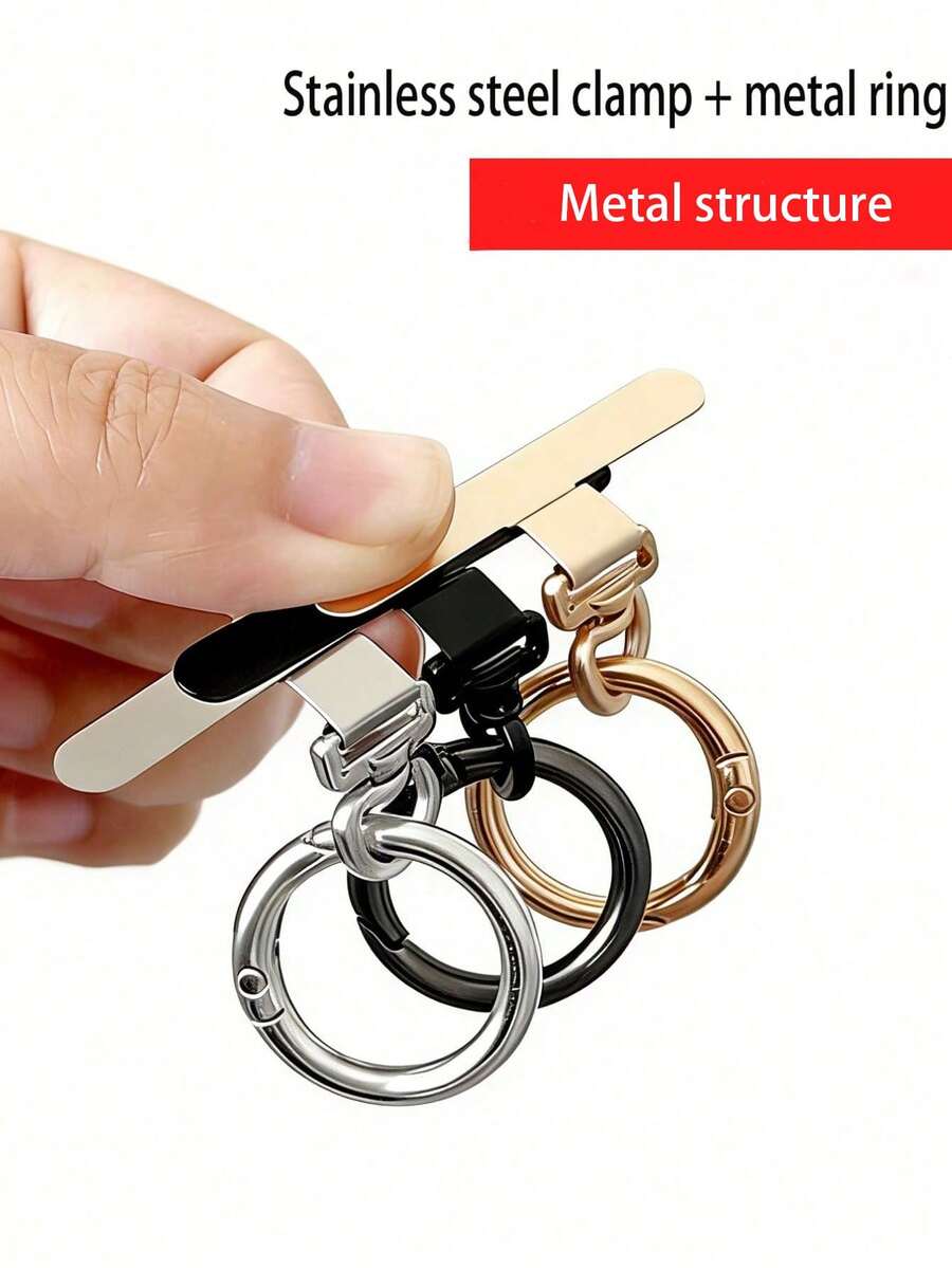 1 Piece Ultra-Thin Rotatable Metal Clamp, Stainless Steel Connecting Piece, Mobile Phone Fixing Gasket That Can Be Connected To Mobile Phone Lanyard And Pendant, Suitable For Various Smart Phones - Multicolor - View 1