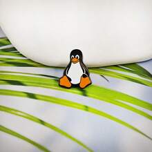 1pc Cute Sitting Cartoon Penguin Enamel Pin, Animal Lapel Badge, Hard Enamel Metal Brooch For Jackets Backpacks Winter Theme Jewelry Gift - Black - View 4