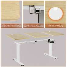 Devoko Height-Adjustable Electric Desk, Sit-Stand Desk With LED Control Panel, 2 Memory Heights, 73-118 Cm Height Adjustment, T-Steel Frame, 70 Kg Load Capacity, 100-180 Cm, Black/White/Beige/Rustic Wood - 查看 7