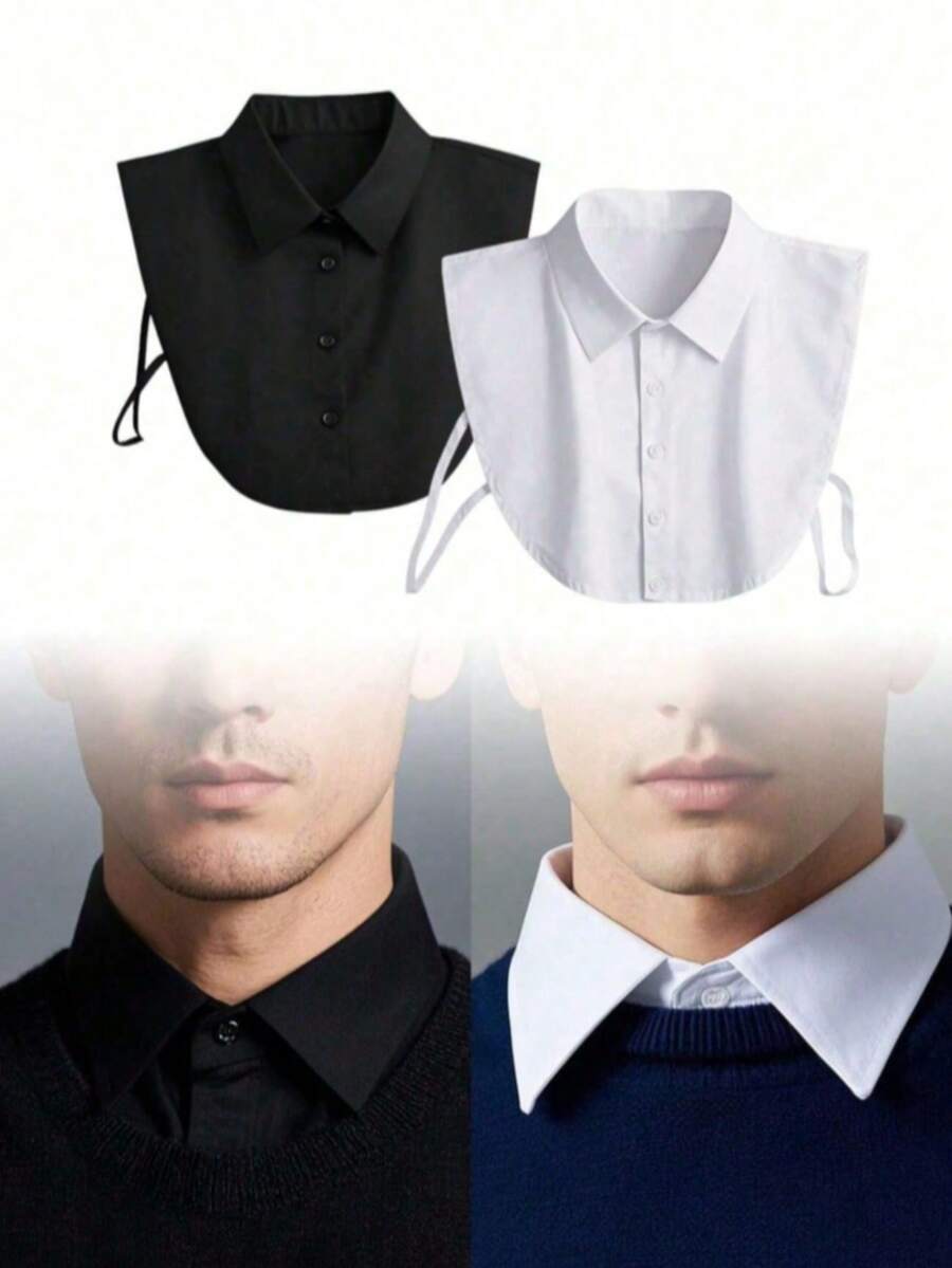1pc Detachable Fake Collar, Men's Half Shirt, Fake Collar, Men's Fashion Accessory - Multicolor - View 1