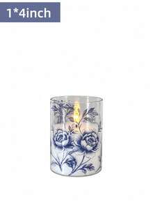 Blue & White Floral Bird Porcelain Electronic Candles LED Simulated Flame Candles With Remote Control Timer 3pcs Set Smokeless Electronic Candles For Holiday Party / Wedding Decor / Home Atmosphere Decoration - Warm White Light - View 9