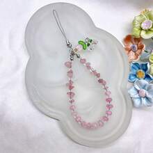 Crystal Crushed Stone Beaded Wind Chime Flower Pendant Phone Lanyard, Purple Pink Crystal Anti-Lost Phone Chain Charm, CCD Camera Wrist Strap, Fashion Versatile Universal Phone Lanyard, Suitable For Earphone Case Lanyard, Car Keychain Charm, Water Bottle Lanyard, Bag Charm - Multicolor - View 5