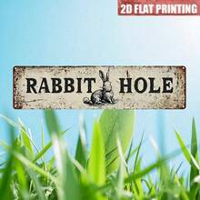 2D Flat Vintage Rabbit Hole Sign - Wonderland Wall Decor, Vintage Signage, Suitable For Home, Cafe And Theme Party, UV Printed Flat Rabbit Accessory, Indoor/Outdoor Decoration (Iconic Rabbit Hole) (Random Style) - A - View 6