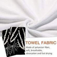 2/4/48pcs Halloween Series Skeleton Hand, Spider Web Minimalist Line Pattern Printed Kitchen Towels - Super Soft, Highly Absorbent Polyester Dish Cloths And Hand Towels, Perfect For Holiday Decor, Kitchen Decor, Party Decor. - Multicolor - View 5