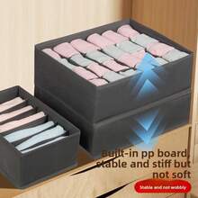 1/2 Pacote Organizador de Gaveta de Meias Divisores Organizador de Roupa Íntima, Organizador de Guarda-Roupa com 24 Grades e Organizador de Armazenamento Caixa de Armazenamento de Meias, Para Armazenar Meias, Lenços, Gravatas, Cintos (Bege) (Preto) - Bege - Visão 3