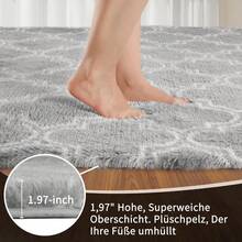 EDIMENS Long Hallway Runner Rug 80x300, High Pile Bathroom Rug Non-Slip, Fluffy Washable Kitchen Rug Bath Mat, Rugs For Bedroom Bed Runner Hallway Living Room - 淺灰色燈籠紋 - 查看 7