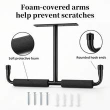 Black/Silver 1/2/4pcs Heavy-Duty Ceiling Storage Rack For Garage, Holds Hoses & Folding Chairs - Black - View 5