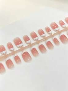 30 buah kuku tempel buatan tangan, ukuran sedang berbentuk peti mati - Baby Pink - View 4