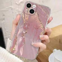 1 pieza Funda de teléfono minimalista con patrón de mármol de concha de alta transparencia, carcasa blanda de TPU transparente resistente a caídas, arañazos y huellas dactilares, protección de lente de cámara compatible con Apple, Nothing, Pixel, funda protectora - Multicolor - Ver 5