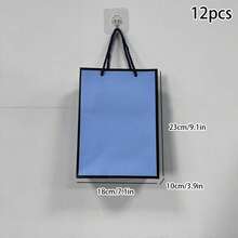 5pcs Blue Gift Bags With Ribbon Handles And Black Edges, Lightweight Foldable Vertical Bags, Suitable For Weddings, Retail, Parties, Birthdays And More - Blue Background With Black Border - View 14