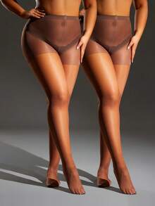 2pcs Women Sexy Minimalist 20D Pantyhose, Cozy - Coffee Brown - View 15