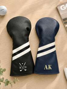 Personalized Golf Club Headcover, Custom Leather Driver Cover, Monogram Embroidered Golf Gift For Dad Or Golf Lover - Multicolor - View 3
