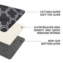 EDIMENS Runner Rug Hallway 300cm Long, Non Slip Runner For Hallway Black, Washable Bathroom Runner Rug For Kitchen, Fluffy Area Rugs For Hallway, Living Room, Bedroom, Bathroom, Bedside Rug - Dark Grey Lantern Pattern - View 9