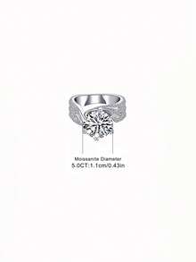 Exquisite Luxury 3-5 Carat Moissanite 925 Sterling Silver Ring, Women's Engagement/Wedding Ring, Gift Box Packaging, Perfect Gift Choice - Silver - View 19